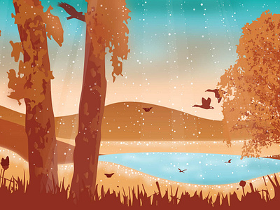 duck pond illustration vector