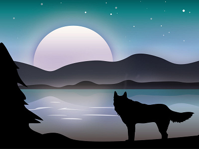 its night somewhere husky illustration vector