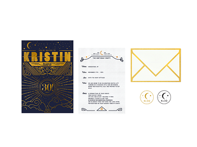Kristin's 30th Birthday invitation suite birthday invitation branding foil design illustration invitation invitation design invitation suite