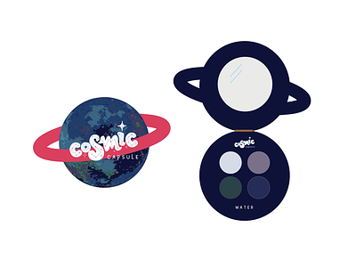 Cosmic Capsule Palette brand identity brand identity design branding branding and identity branding concept compact design cosmetology cosmo design design illustration influencer marketing logo design make up make up product palette design product design typography zodiac design zodiac product