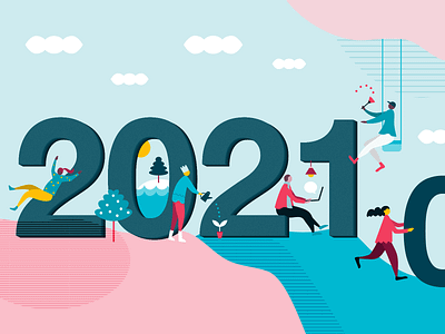 2021 2021 blog blue collaboration flat happy new year illustration proposify sales web work
