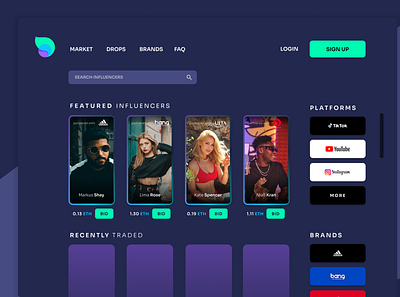 NFT Platform UI design ui