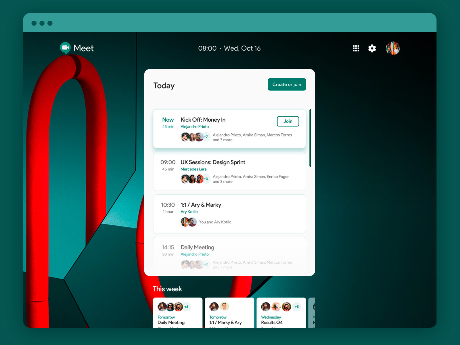 Daily UI · Google Meet Exploration · Option B by Marcos Sebastián