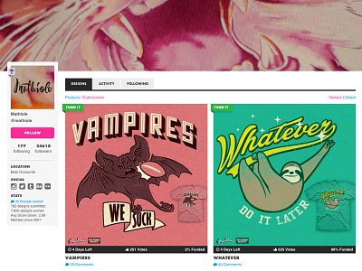 Responsive Artist Profiles responsive threadless