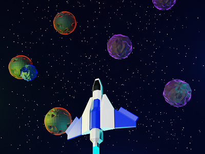 Asteroid Jet 3d animation asteroids blender blender3d branding fighter graphic design jet night planets space stars