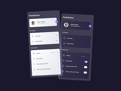 Settings - #007DailyUI 007 app daily dailyui darkmode design glass effect glassmorphism mobile preferences settings ui ux