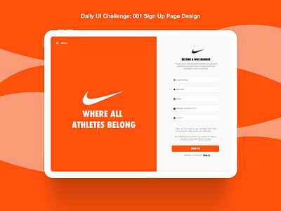 Daily UI Challenge : 001 : Sign Up Page design