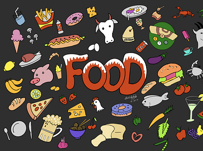 Foodoooodle design digital art doodle food illustration procreate