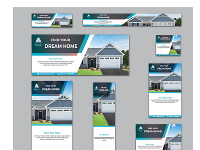 Realestate web Banner 5 aqua banners blue business clean gray green modern orange red web web banners website element