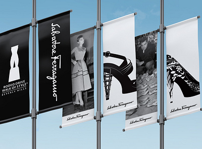 Salvatore Ferragamo, Rodeo Drive "Walk of Style" banner design direct mail event collateral illustration magazine cover