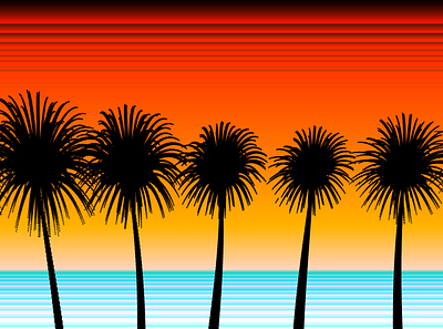 Palm Sunset generative javascript sunset tinycode