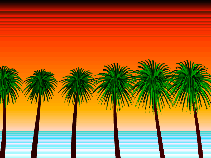 Palm Sunset Fireworks animation javascript tinycode