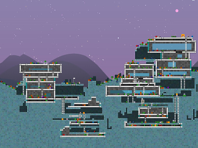 Space bases generated by a game I'm working on. game generative javascript tinycode