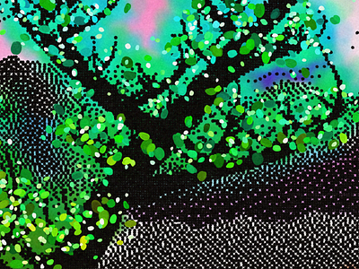 Dithered Branches - Generative Art generative javascript landscape printer retro tree