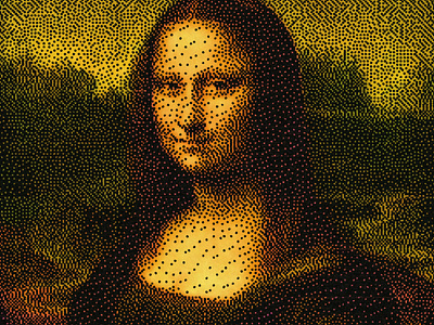 Mona Lisa's Dithered Smile davinci generative javascript