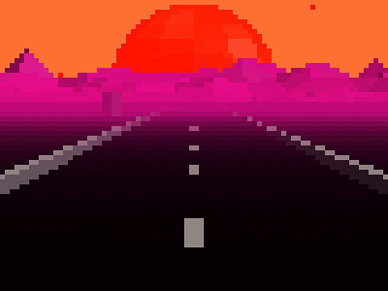 Bogus Roads - Title Screen animation javascript pixelart retro synthwave