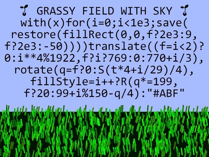 Grassy Field With Sky animation generative gif javascript loop tinycode