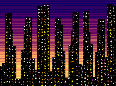 City Sunset city generative javascript tinycode