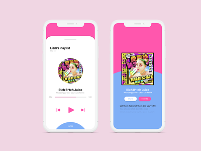 Alice Longyu Gao / Music UI alice longyu gao app app design blue cotton candy laura les lyric ui music music player music playlist music ui pink playlist ui product uxui