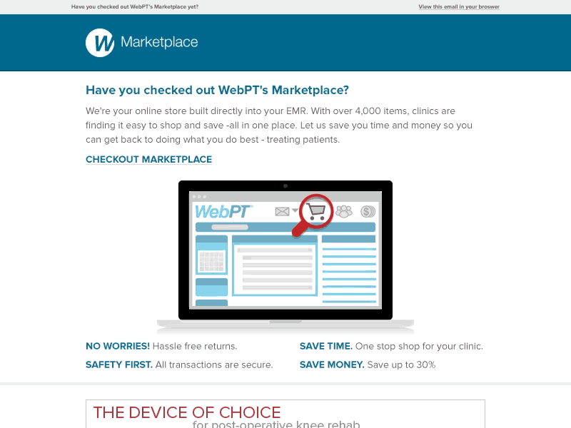 WebPT Marketplace Email