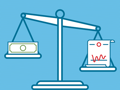 Legal Compliance: Collect Patient Deductibles and Copays blog dollar illustration legal letter money notice scale vector webpt