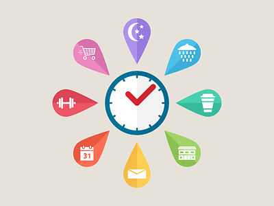 Beat the Burnout: Time Management Tips for Private Practice PTs blog clock coffee exercise flat icons illustration night shopping shower vector webpt