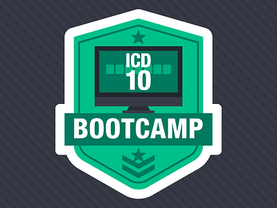 ICD-10 Bootcamp: Coding Exercises for PTs, OTs, and SLPs army blog bootcamp camp computer flat icd10 icon illustration patch vector webpt