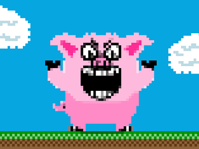 What’s Your ICD-10 Spirit Animal Code? - Bitten By Pig - 8-Bit 8 bit animal bite blog cartoon illustration pig pixel scary teeth vector webpt