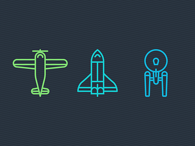 Past, Present, Future airplane enterprise flat icons illustration line nasa plane shuttle space star trek vector