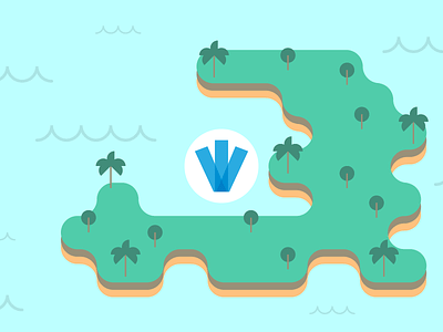 Big Splash, Little Island beach blog country flat haiti illustration island ocean palm tree simple vector webpt