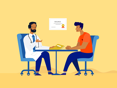 Doctor talking with pacient about cancer - illustration cancer clean doctor health illustration pacient ui illustration uidesign