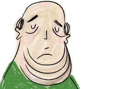Chins in progress bald chins illustration man obesity