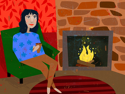 My Fireside christmas christmas card dribbbleweeklywarmup fireside illustration winter