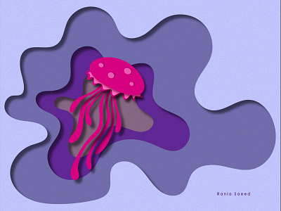 Paper Cutout with jellyfish. adobe illustrator adobe photoshop art design illustraion illustration jellyfish papercut vector vector art vector illustration