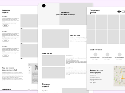 Wireframe for a construction company landing page