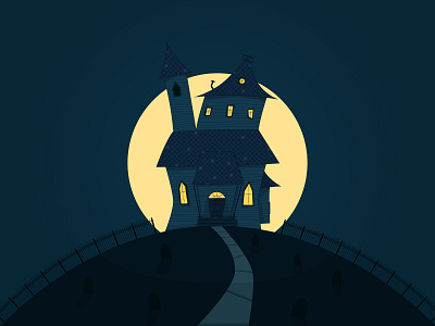 A Haunted House on a Hill haunted house illustrator vector