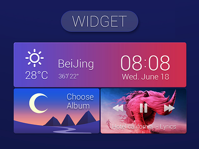 Widget（player、weather、calendar、picture） calendar icon music picture player theme weather