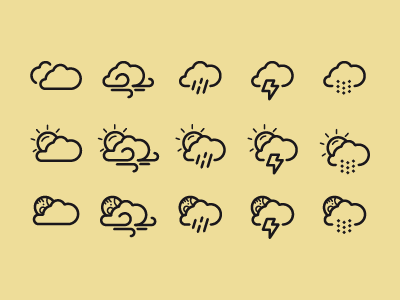 Weather icons cloud clouds day icons lightning moon night rain snow sun weather wind