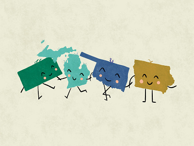 Home Hugs: Kansas, Michigan, Oklahoma, & Iowa character geography illustration playful procreate procreateapp silly states