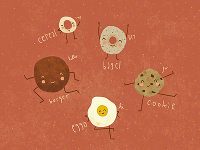 Round diet. breakfast character illustration food fooddrawing illustration roundfoods snacks