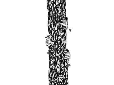 Quarantiny Beans III black and white character climbing connection illustration people procreate redwood tree