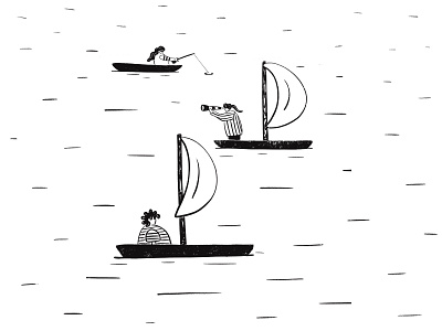 Quarantiny Beans IV adventure character exploring minimalism people sailboat sailing simple storybook water