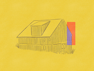 It is living architectural barn building drawing color study illustration line work logo procreate rendering