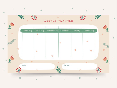 Printable Weekly Planner cute doodle holiday illustration planner plant playful printable to do list visual design weekly
