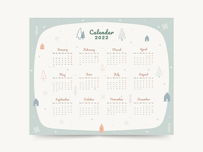 Calendar 2022 2022 calendar cute design graphic doodle holiday new year playful printable trend