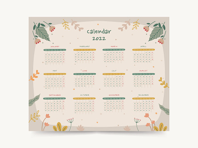 Calendar 2022 Plant Theme holiday illustration