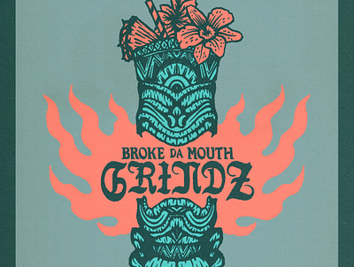 Broke Da Mouth Grindz art brand design brand identity branding branding concept hawaii identity illustration logo procreate texture typography