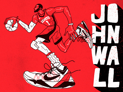 John Wall basketball player basketball shoes branding hoops illustration nba