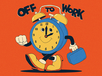 Off To Work alarm clock cartoon character character design illustration mascot