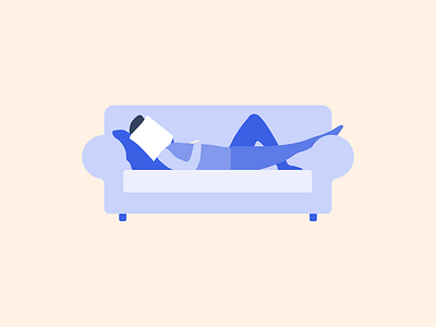 Debrief Illustration blue chatbot illustration lazy sunday